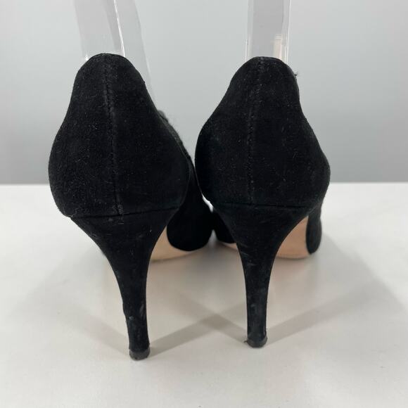 L.K. Bennett Lara Black Suede Mesh Peep Toe Booties Heels 38 7 Dark Romantic - Picture 8 of 12